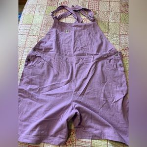 Lucy and Yak Timmy Dungaree shorts - Parma Violet